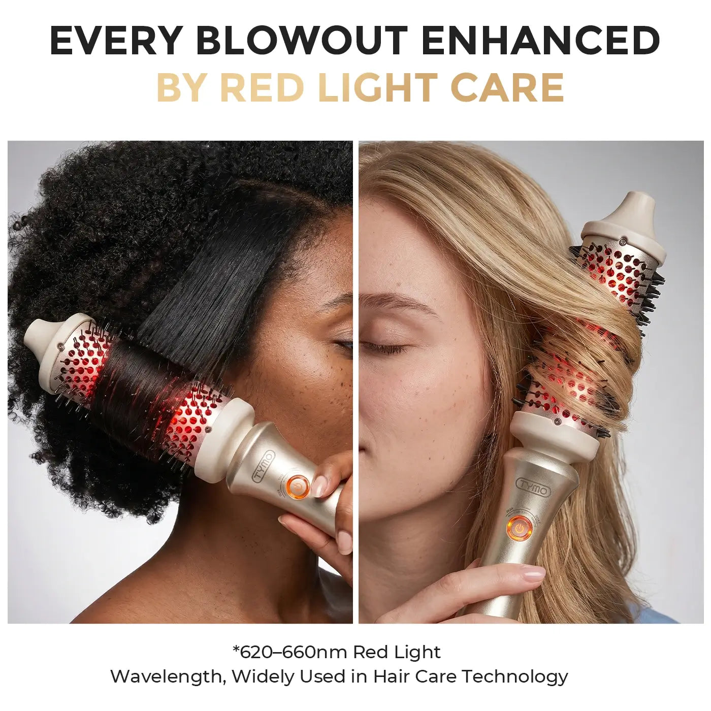 TYMO INFRARED STYLUX thermal styling comb – in-use styling result