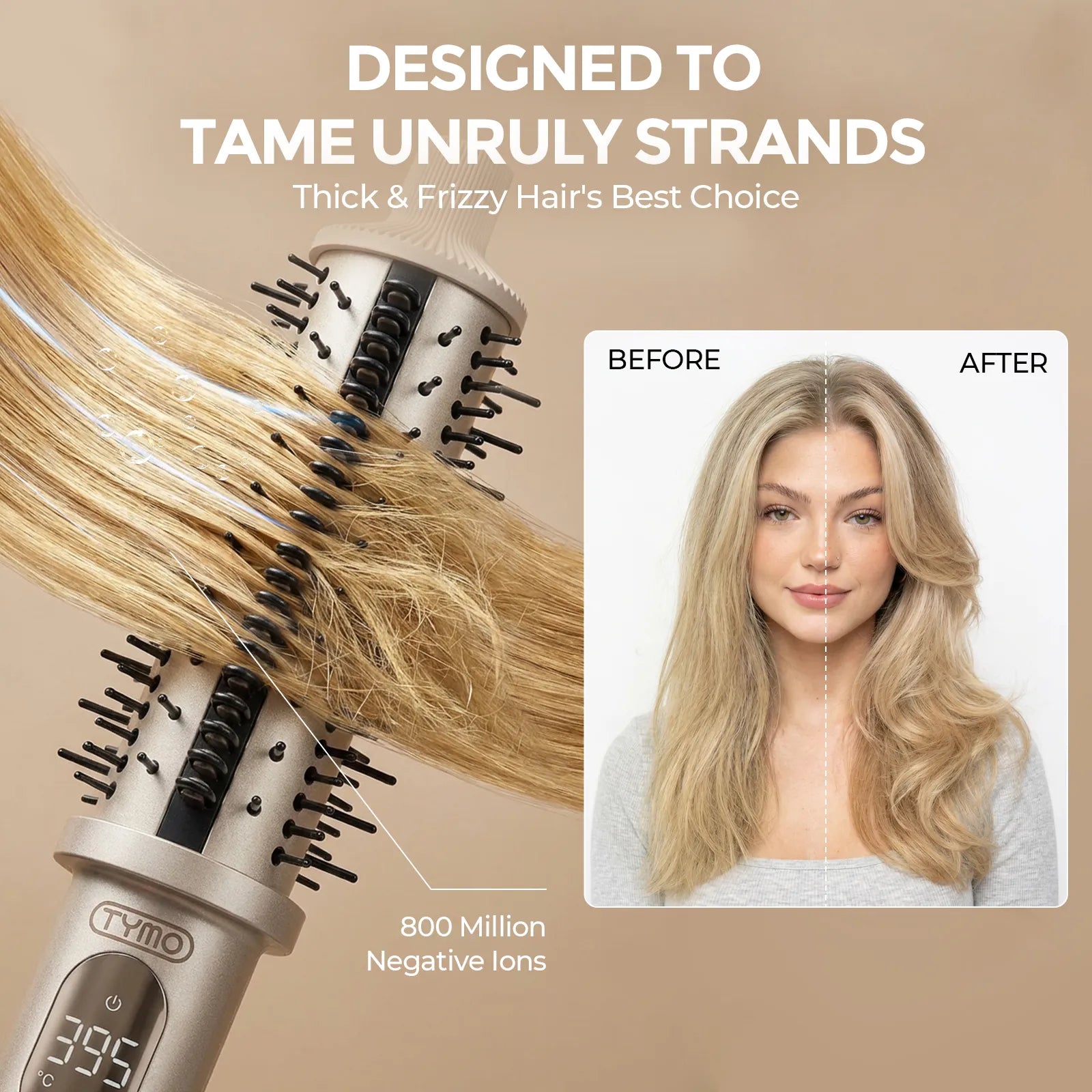 TYMO STYLUX PRO 2-in-1 thermal round brush – close-up detail