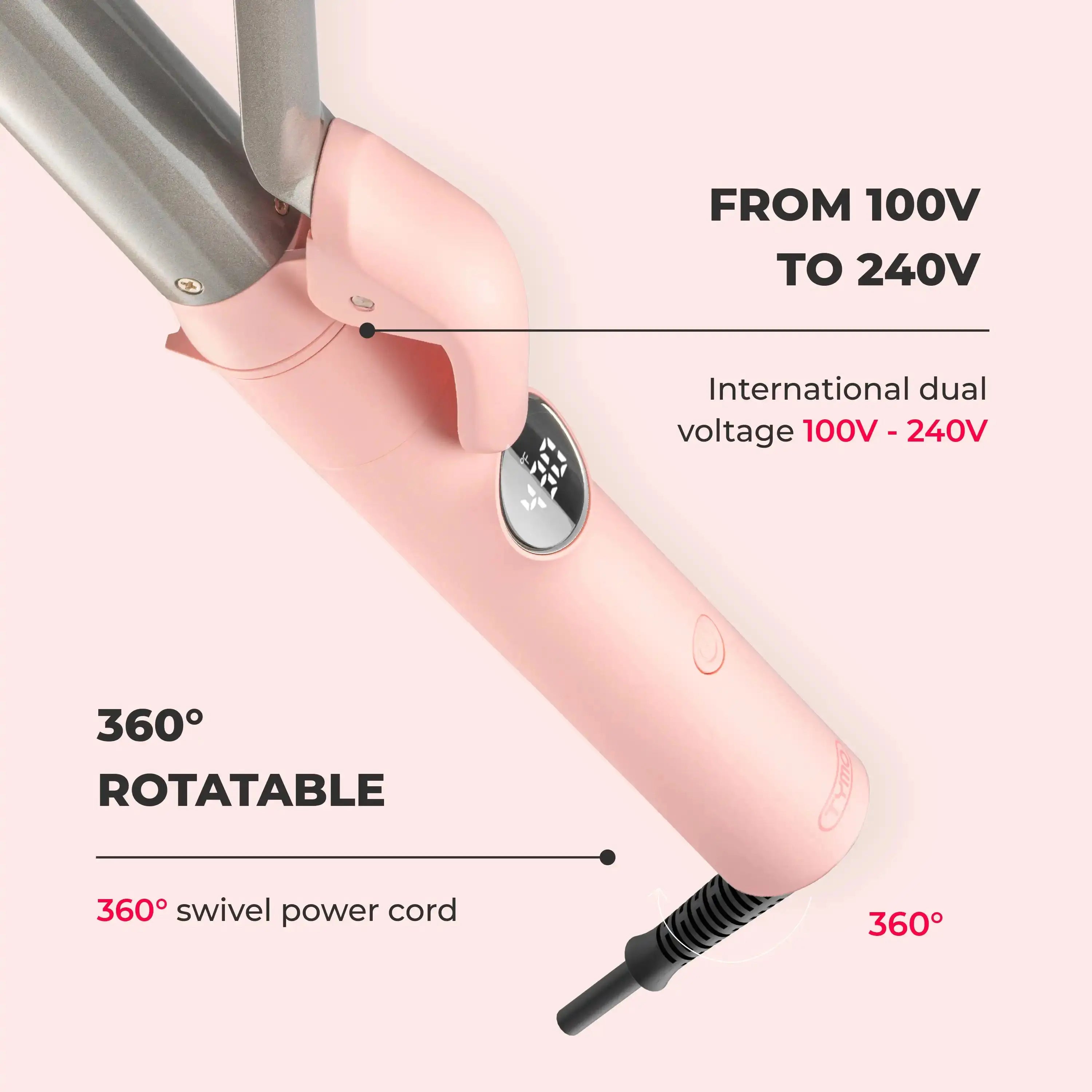 TYMO CUES PINK interchangeable curling iron set – handle and grip design
