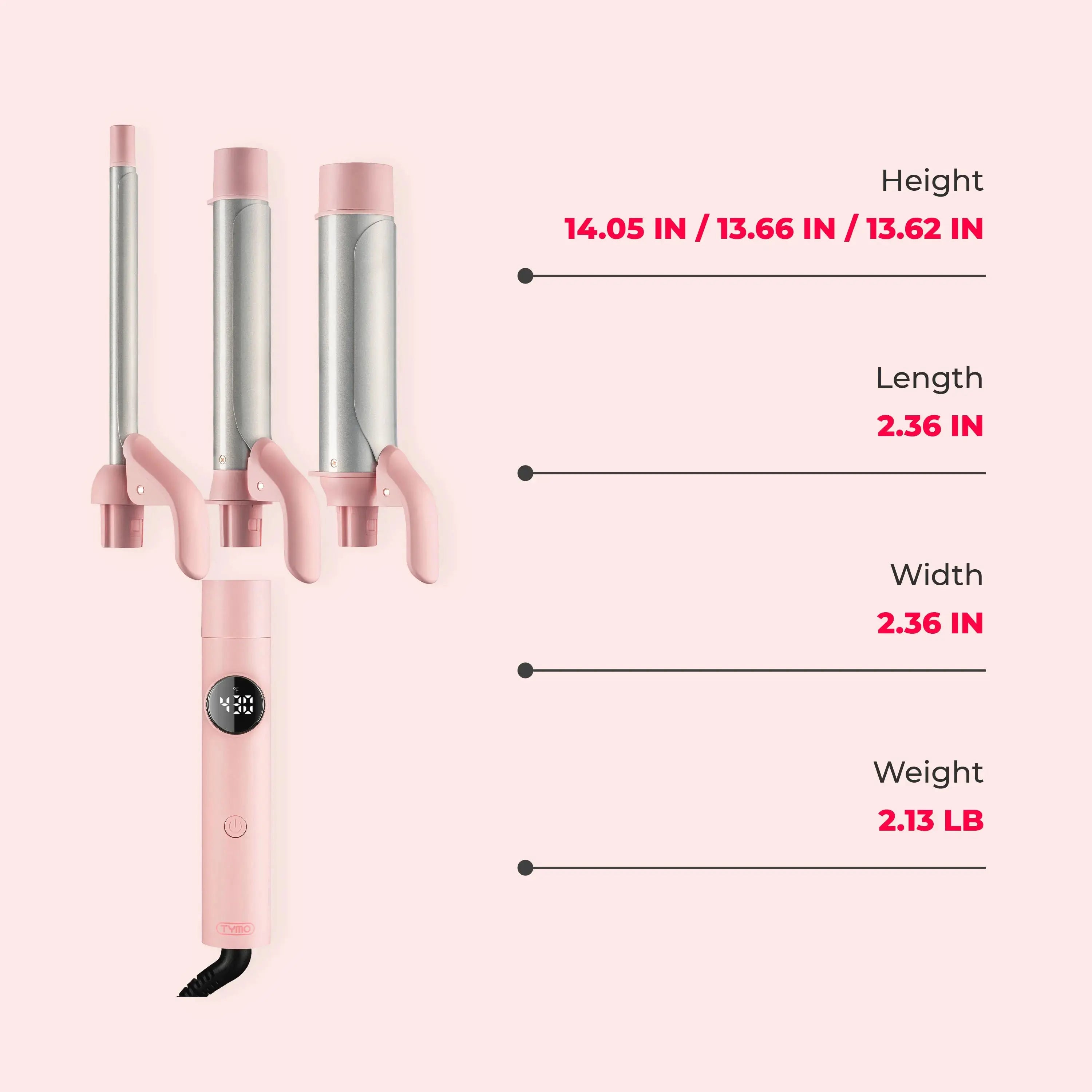 TYMO CUES PINK interchangeable curling iron set – barrel close-up