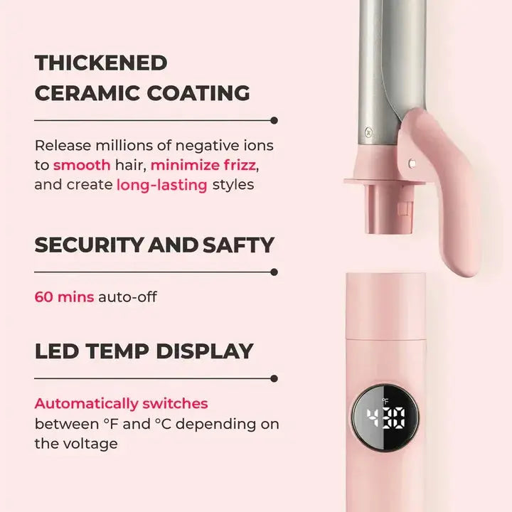 TYMO CUES PINK interchangeable curling iron set – control panel and heat settings