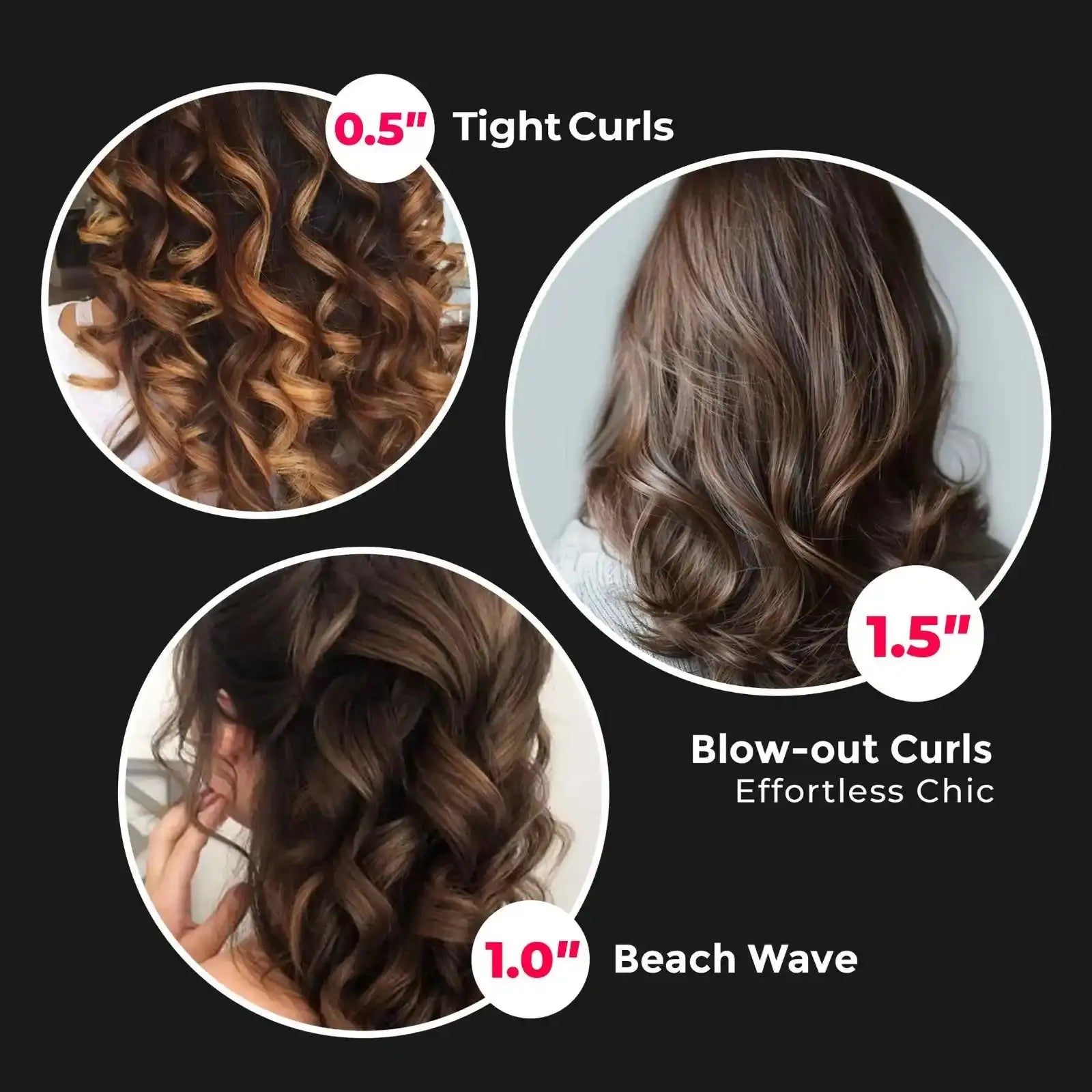 TYMO CUES interchangeable curling iron set – front view