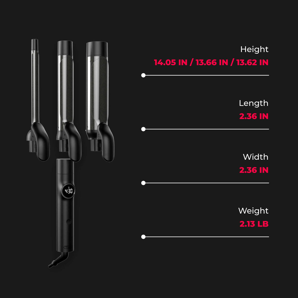TYMO CUES interchangeable curling iron set – barrel close-up