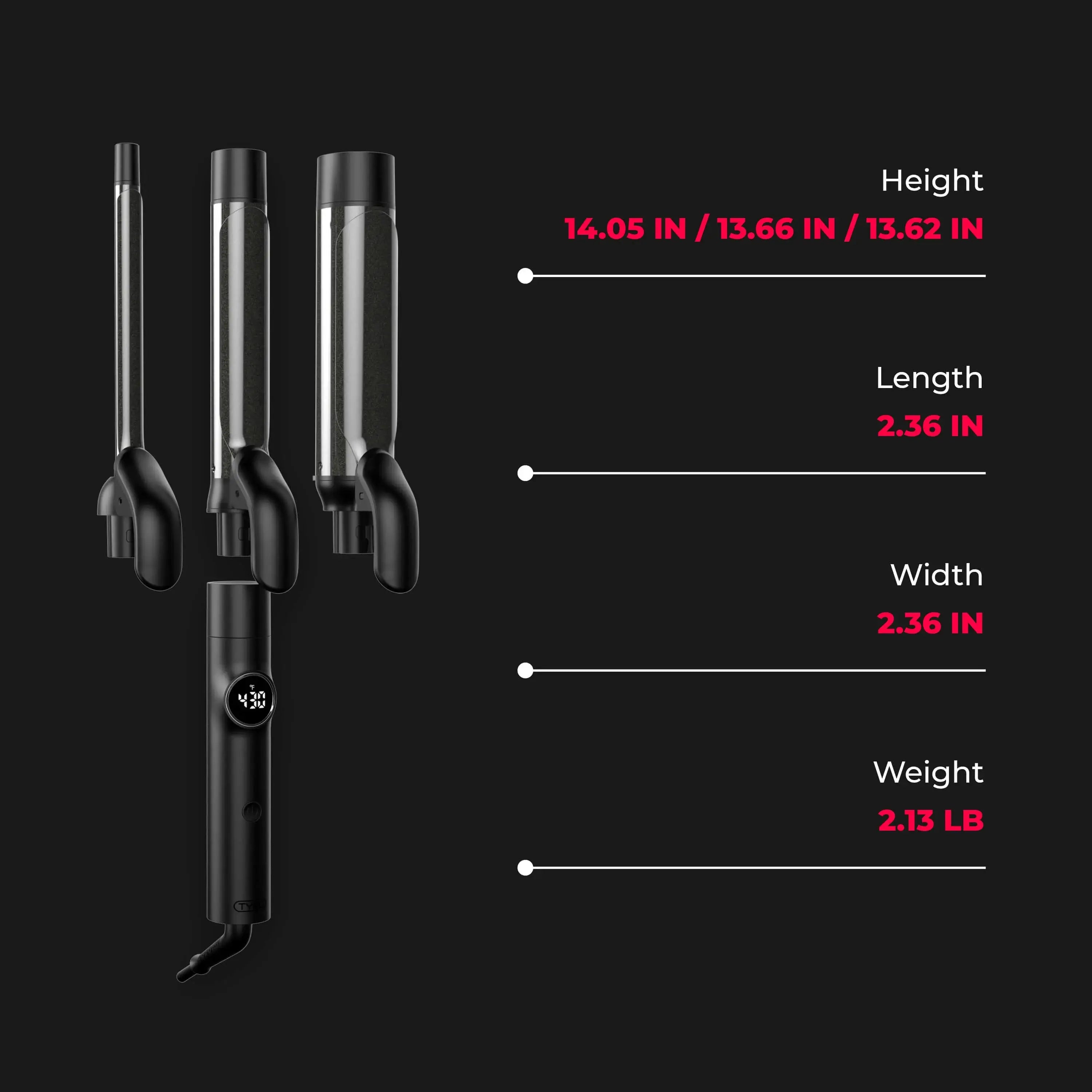 TYMO CUES interchangeable curling iron set – barrel close-up