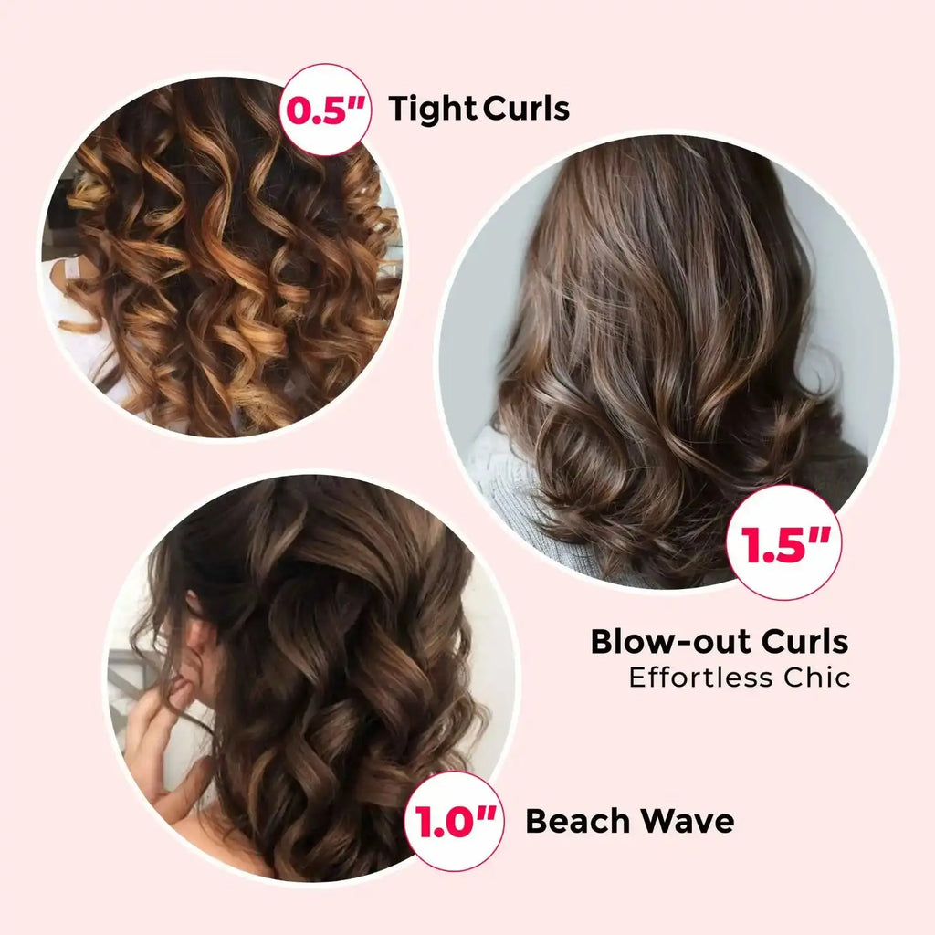 TYMO CUES PINK interchangeable curling iron set – front view