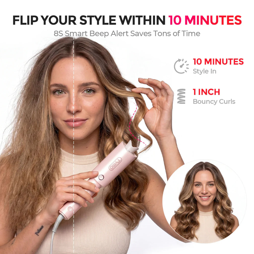 TYMO CURLPRO auto-rotating curling iron – control panel and heat settings