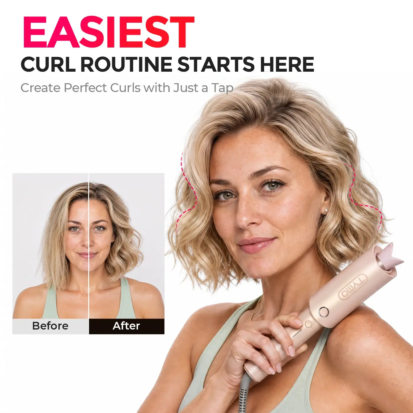 TYMO CURLPRO auto-rotating curling iron – full kit lay-flat photo