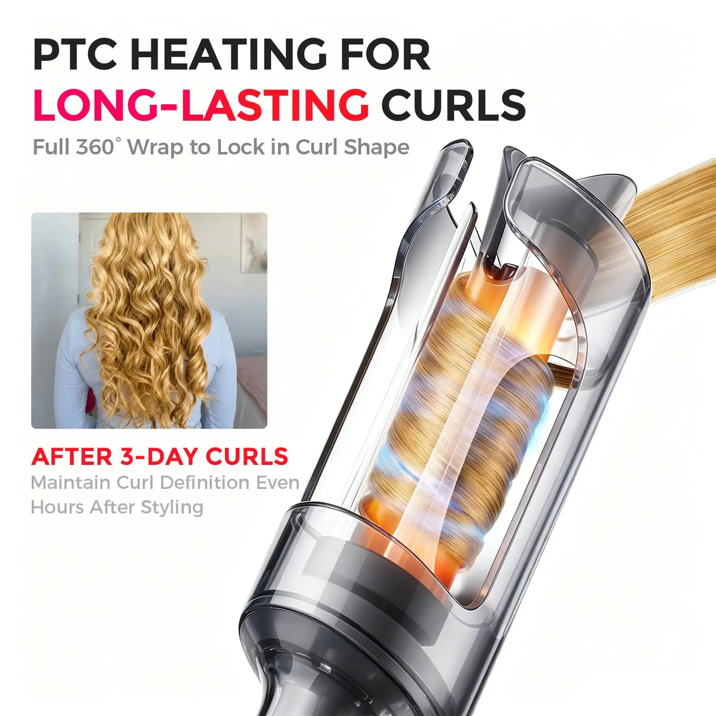 TYMO CURLPRO GREY auto-rotating curling iron – packaging and accessories