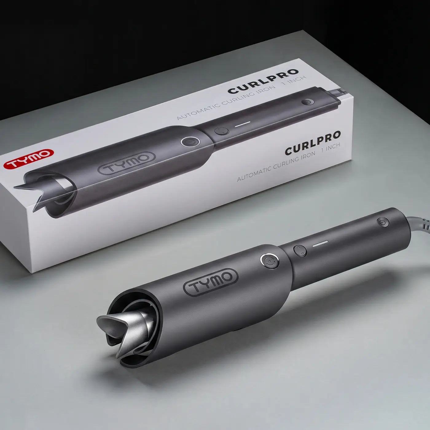 TYMO CURLPRO GREY auto-rotating curling iron – front view