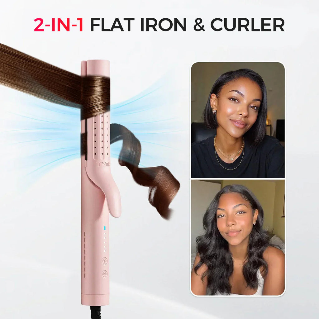 TYMO AIRFLOW PINK 2-in-1 hair curler and straightener – close-up detail