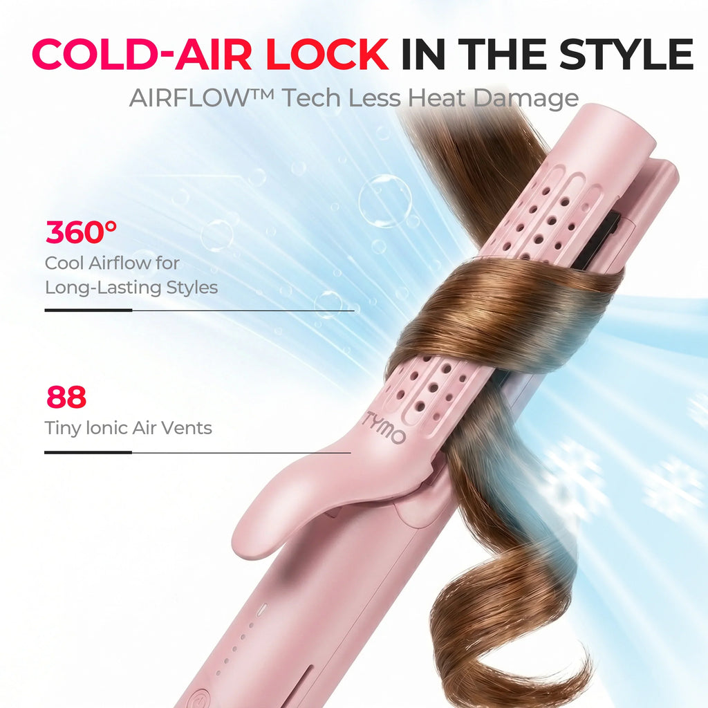 TYMO AIRFLOW PINK 2-in-1 hair curler and straightener – control panel and heat settings
