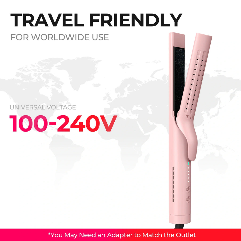 TYMO AIRFLOW PINK 2-in-1 hair curler and straightener – front view