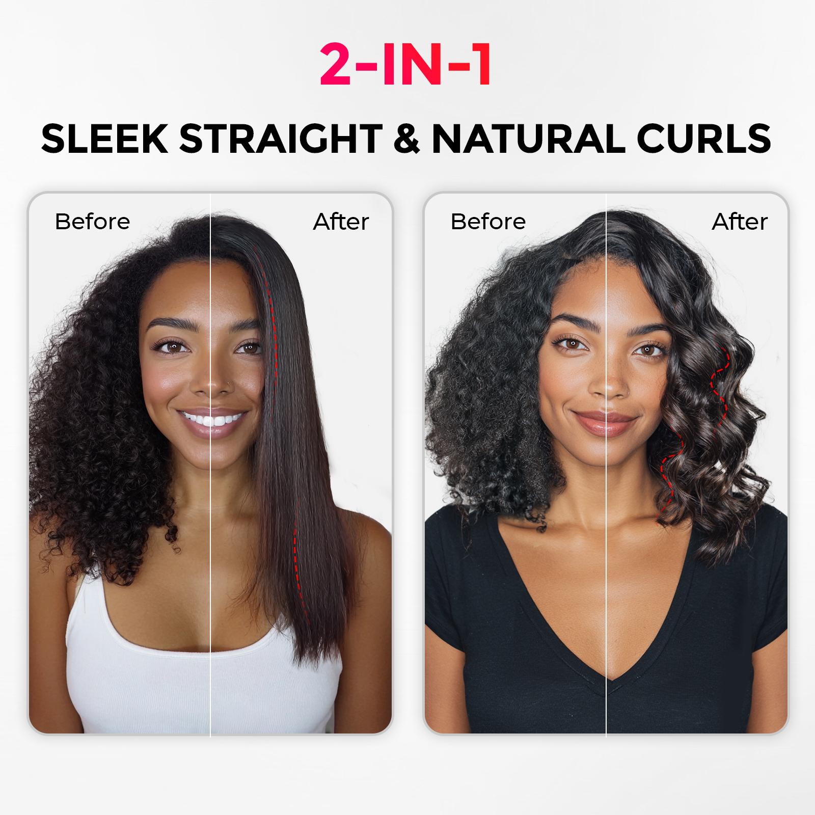 TYMO AIRFLOW 2-in-1 hair curler and straightener – side angle view