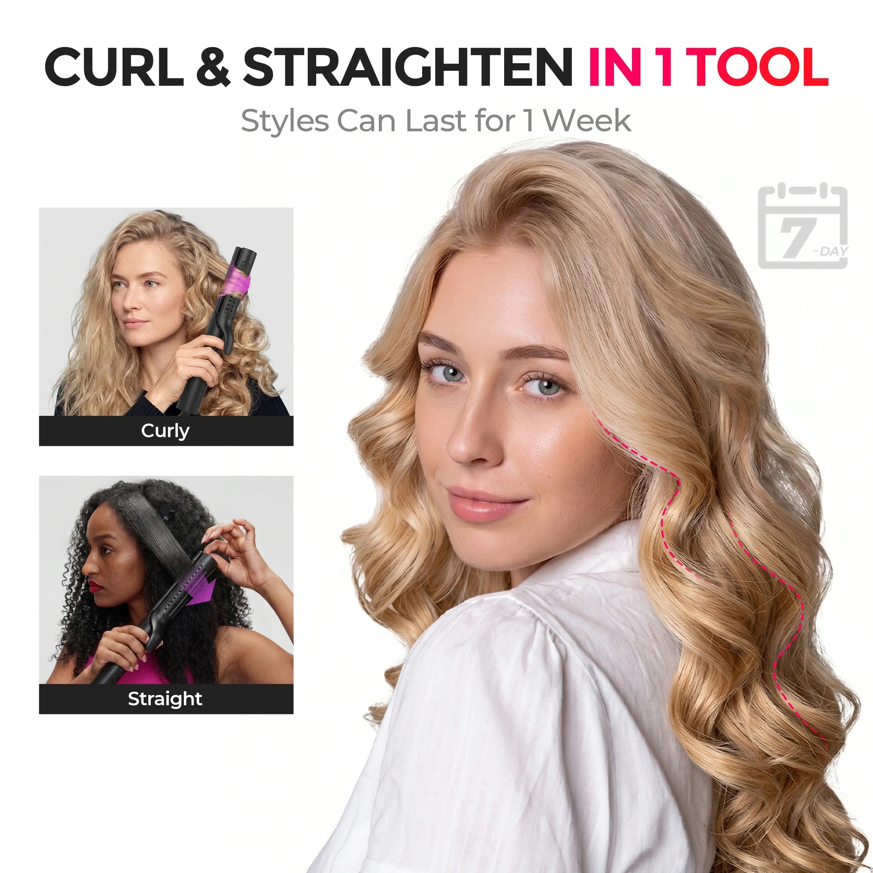 TYMO AIRFLOW 2-in-1 hair curler and straightener – front view