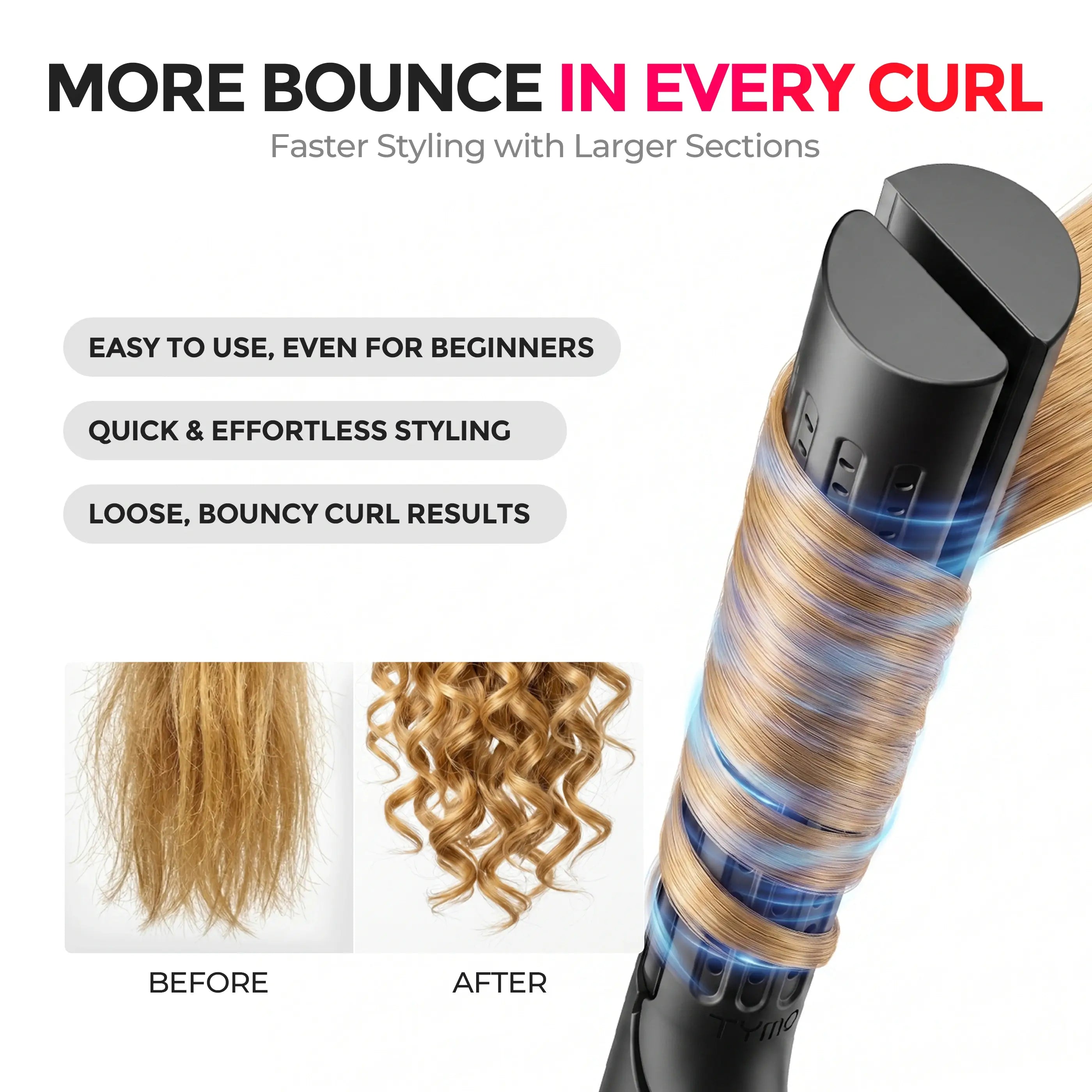 TYMO AIRFLOW 2-in-1 hair curler and straightener – barrel close-up