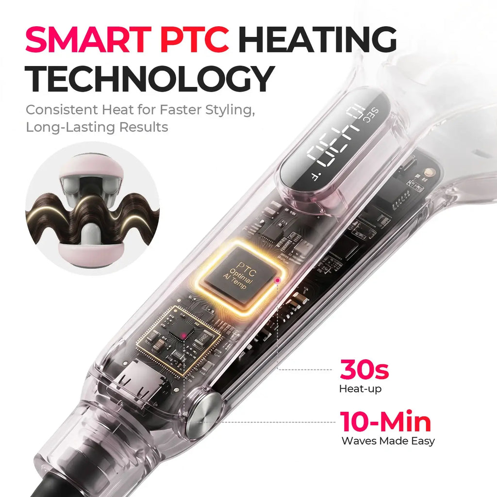 TYMO ROVY ceramic deep waver curling iron – close-up detail