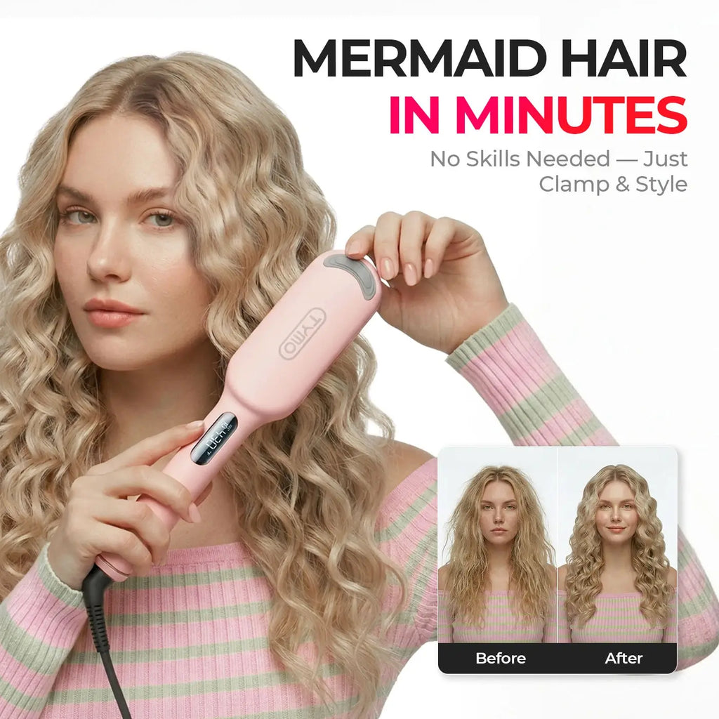 TYMO ROVY COMPACT deep waver curling iron – side angle view