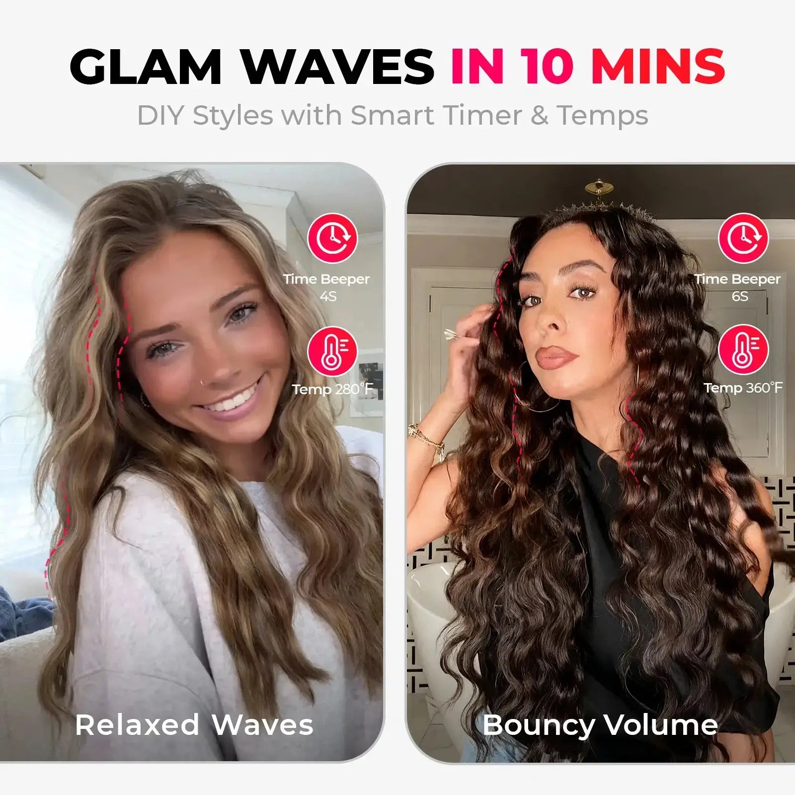TYMO ROVY ceramic deep waver curling iron – side angle view