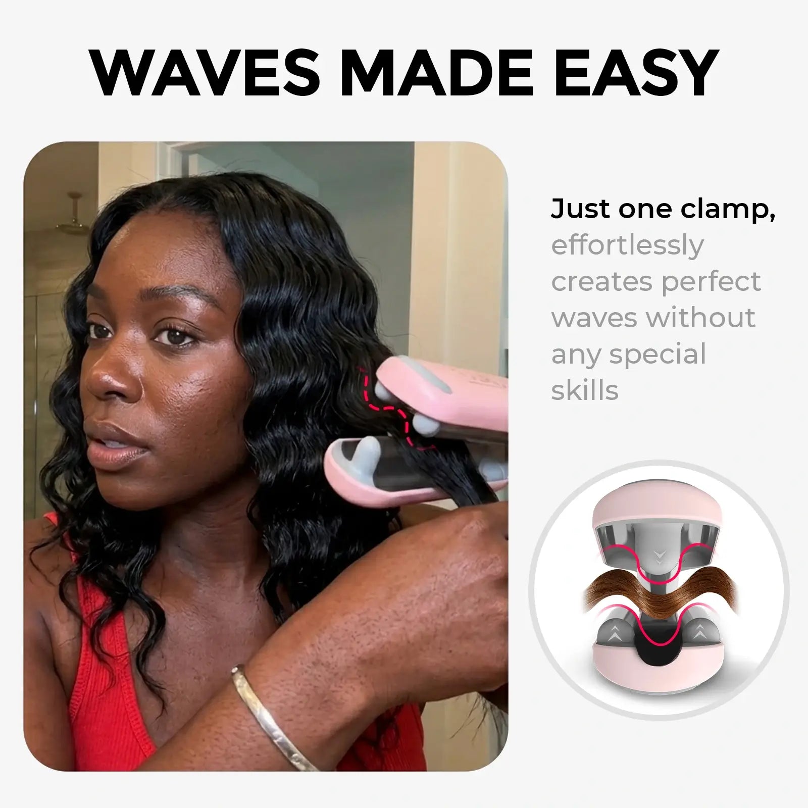 TYMO ROVY ceramic deep waver curling iron – barrel close-up