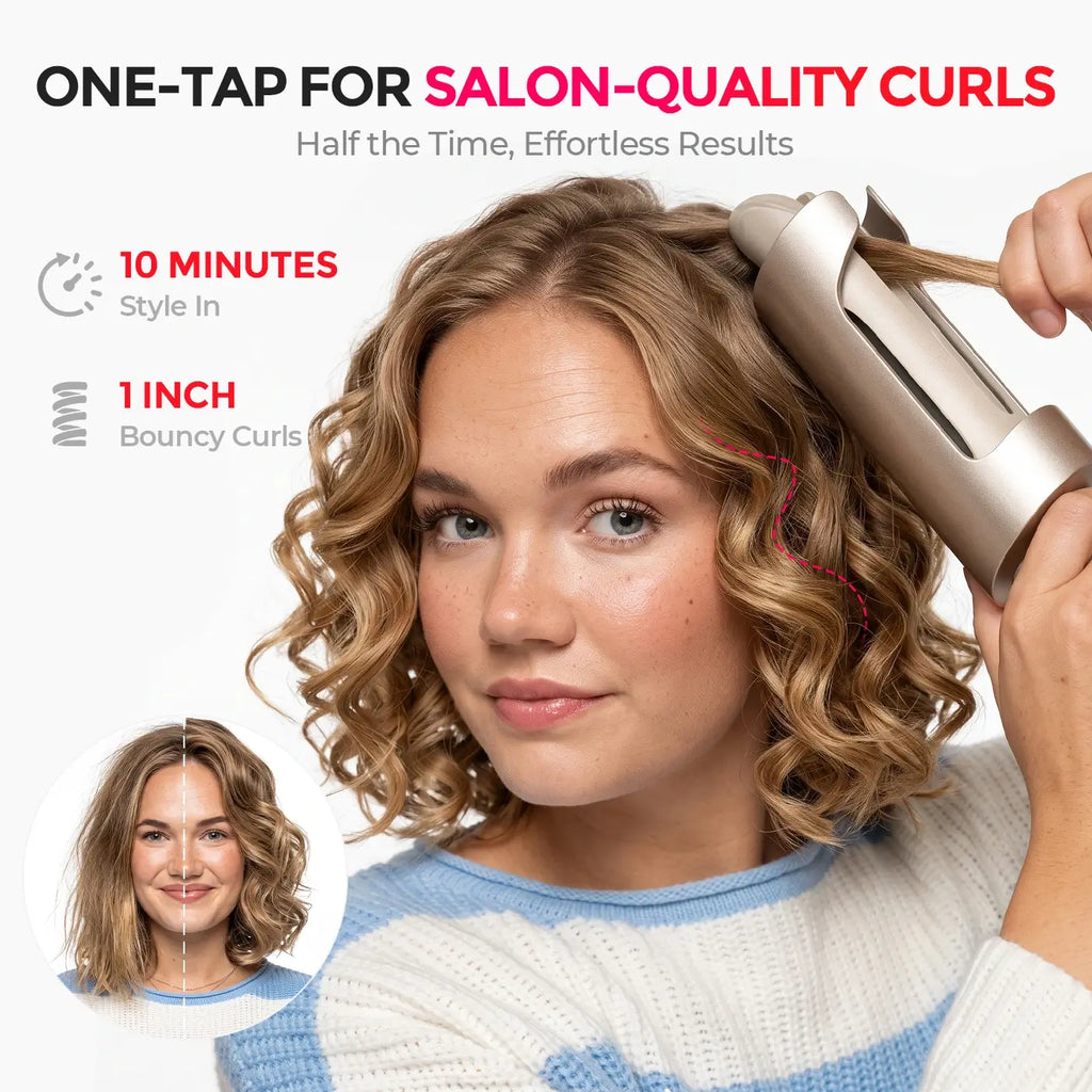 TYMO CURLPRO PLUS auto-rotating curling iron – in-use styling result