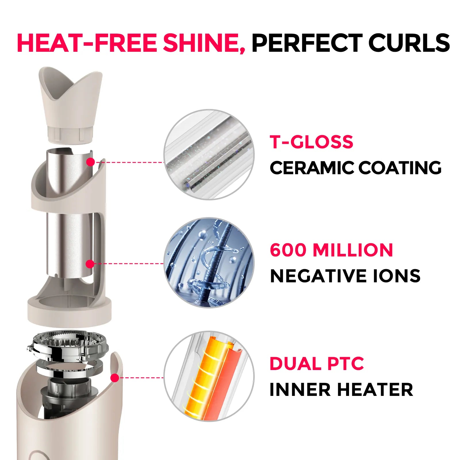 TYMO CURLPRO PLUS auto-rotating curling iron – close-up detail