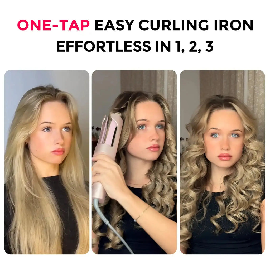 TYMO CURLPRO PLUS pink auto-rotating curling iron – front view