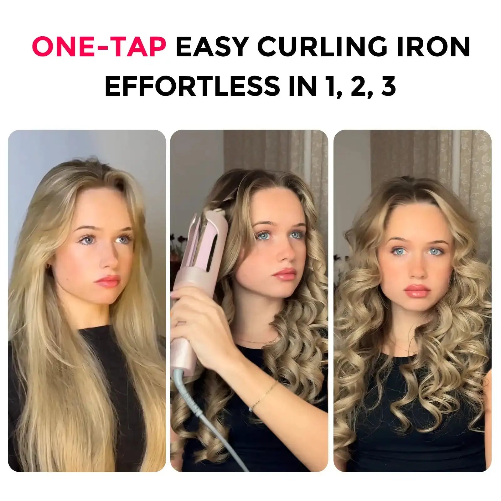 TYMO CURLPRO PLUS pink auto-rotating curling iron – front view