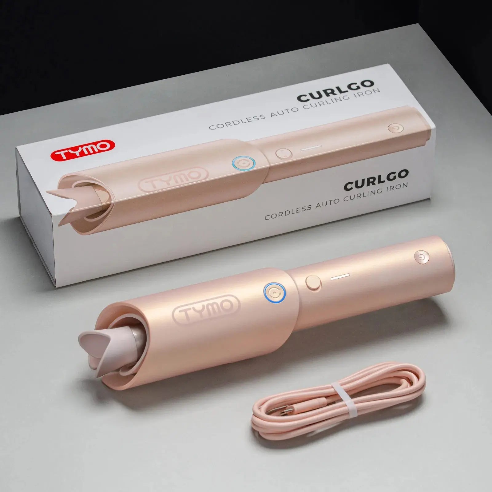 TYMO CURLGO ECO cordless curling iron – side angle view