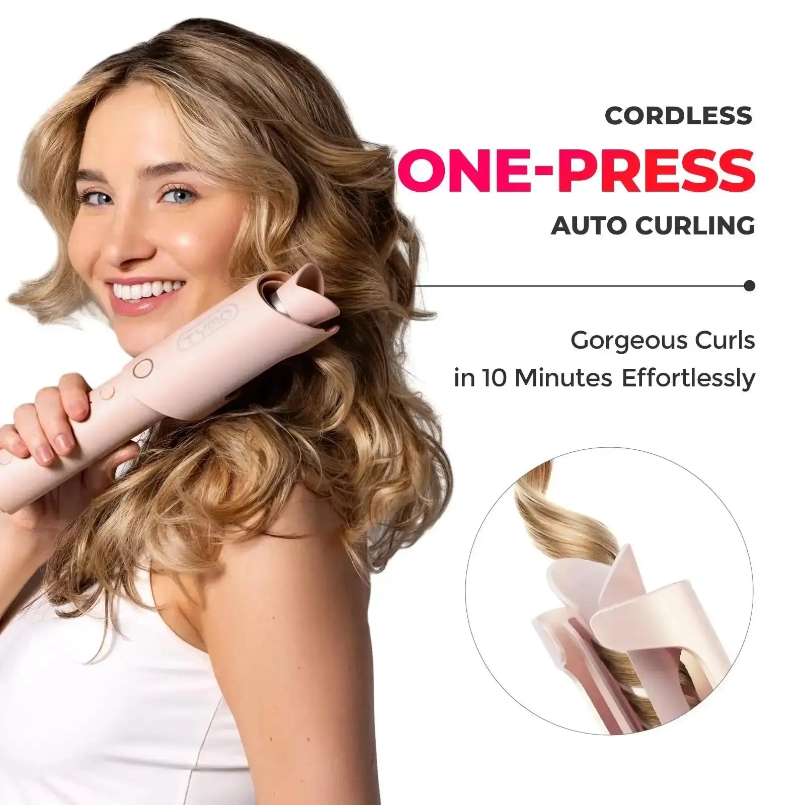 TYMO CURLGO ECO cordless curling iron – close-up detail