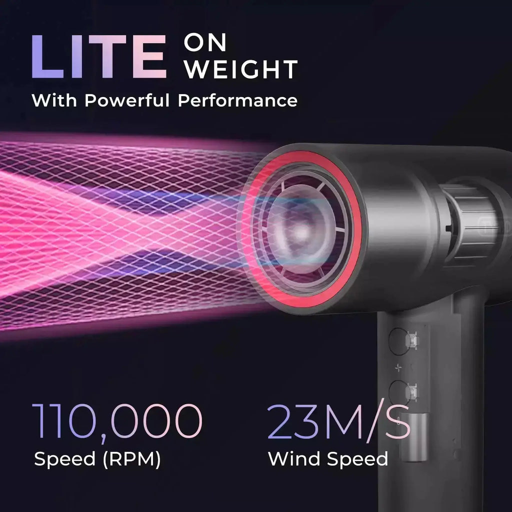 TYMO AIRHYPE LITE silver hair dryer – close-up detail