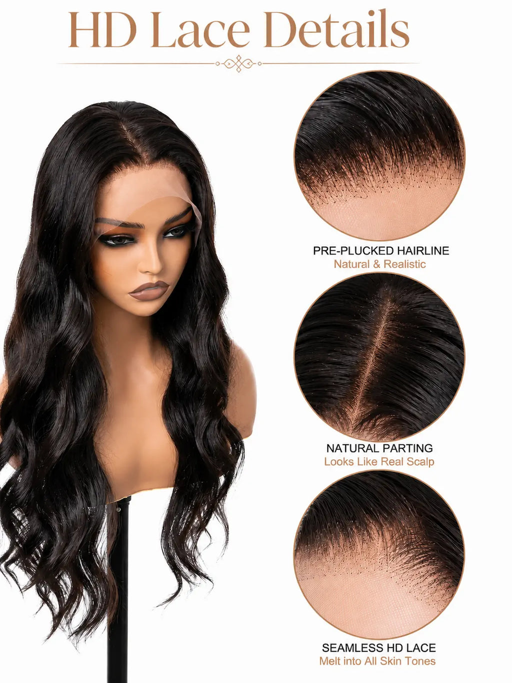 Human Hair Body Wave Black Wig | HD 13x4 Lace Front 180 Density Wig