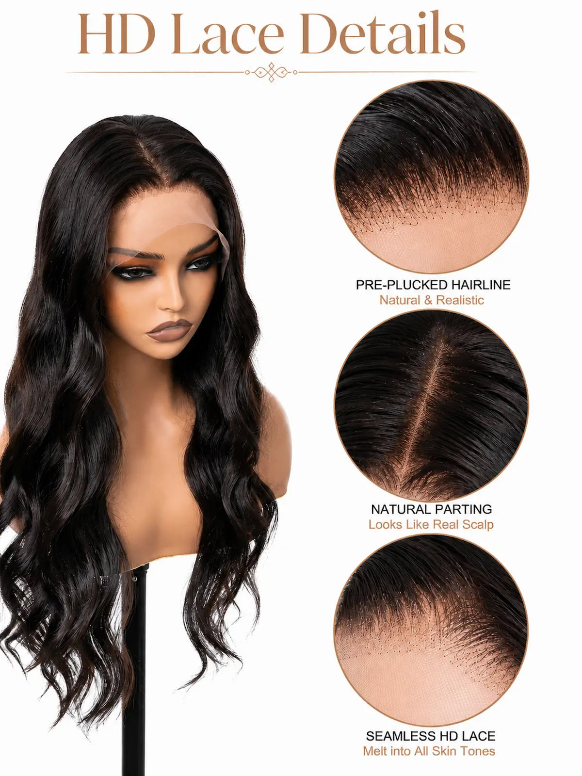 Human Hair Body Wave Black Wig | HD 13x4 Lace Front 180 Density Wig