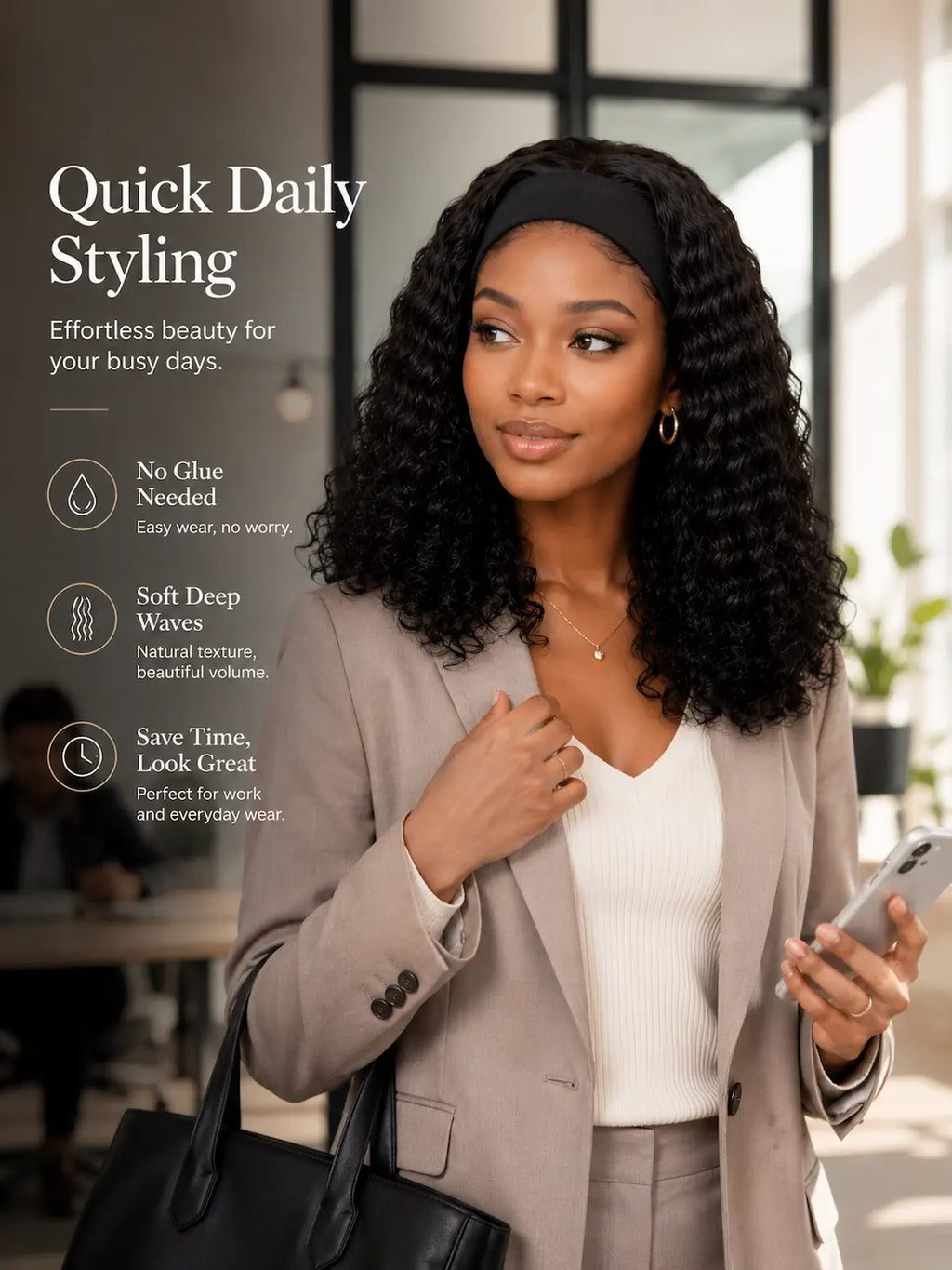 Human Hair Headband Wig | Deep Wave | 14 Inch/16 Inch No Glue
