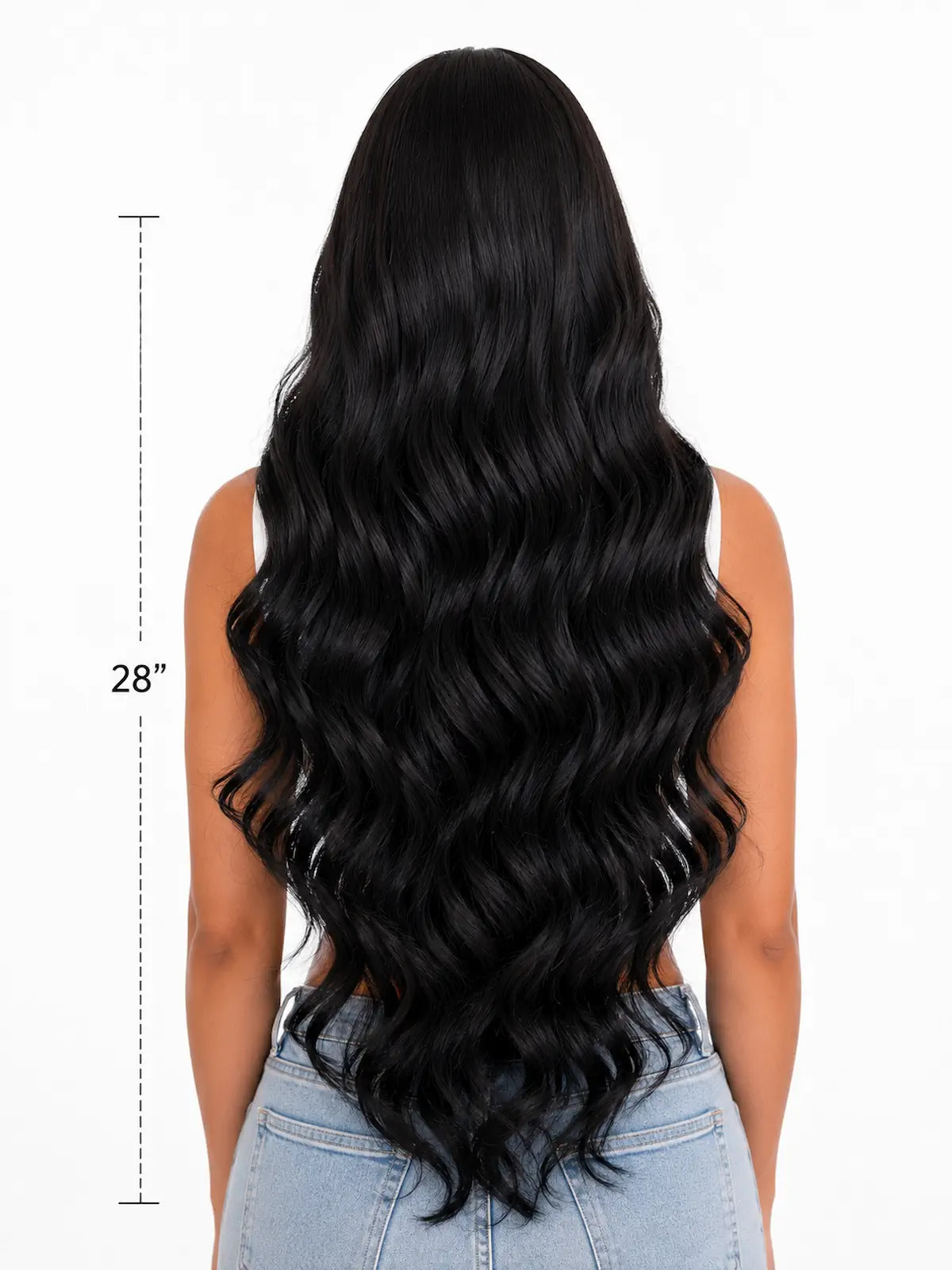 Long Natural Black Body Wave Lace Front Wig - 28 Inch
