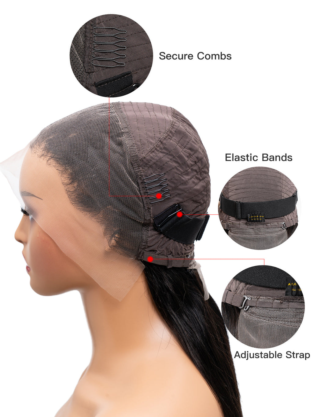 Long Straight Natural Black Human Hair Wig