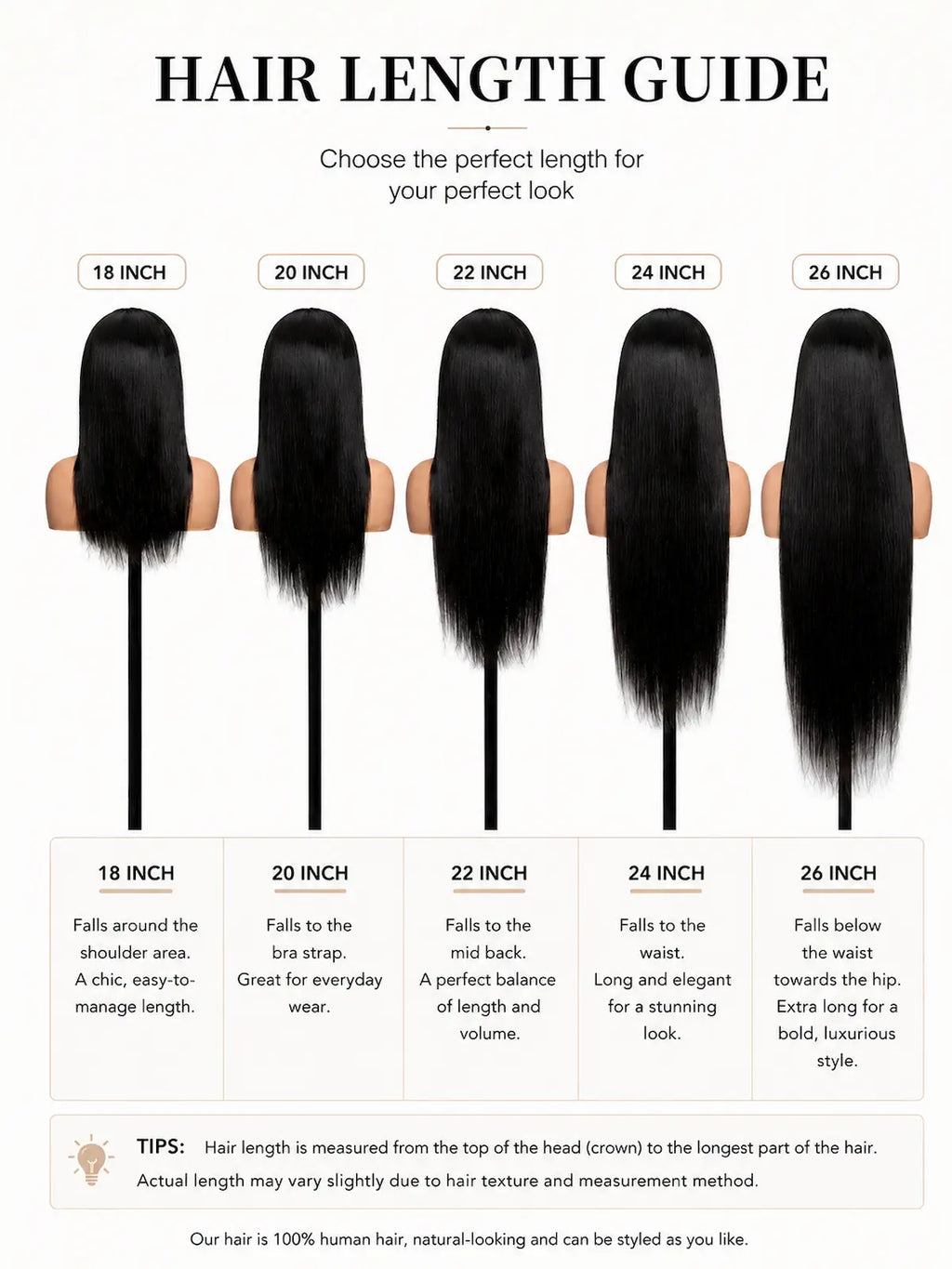 Long Straight Natural Black Human Hair Wig