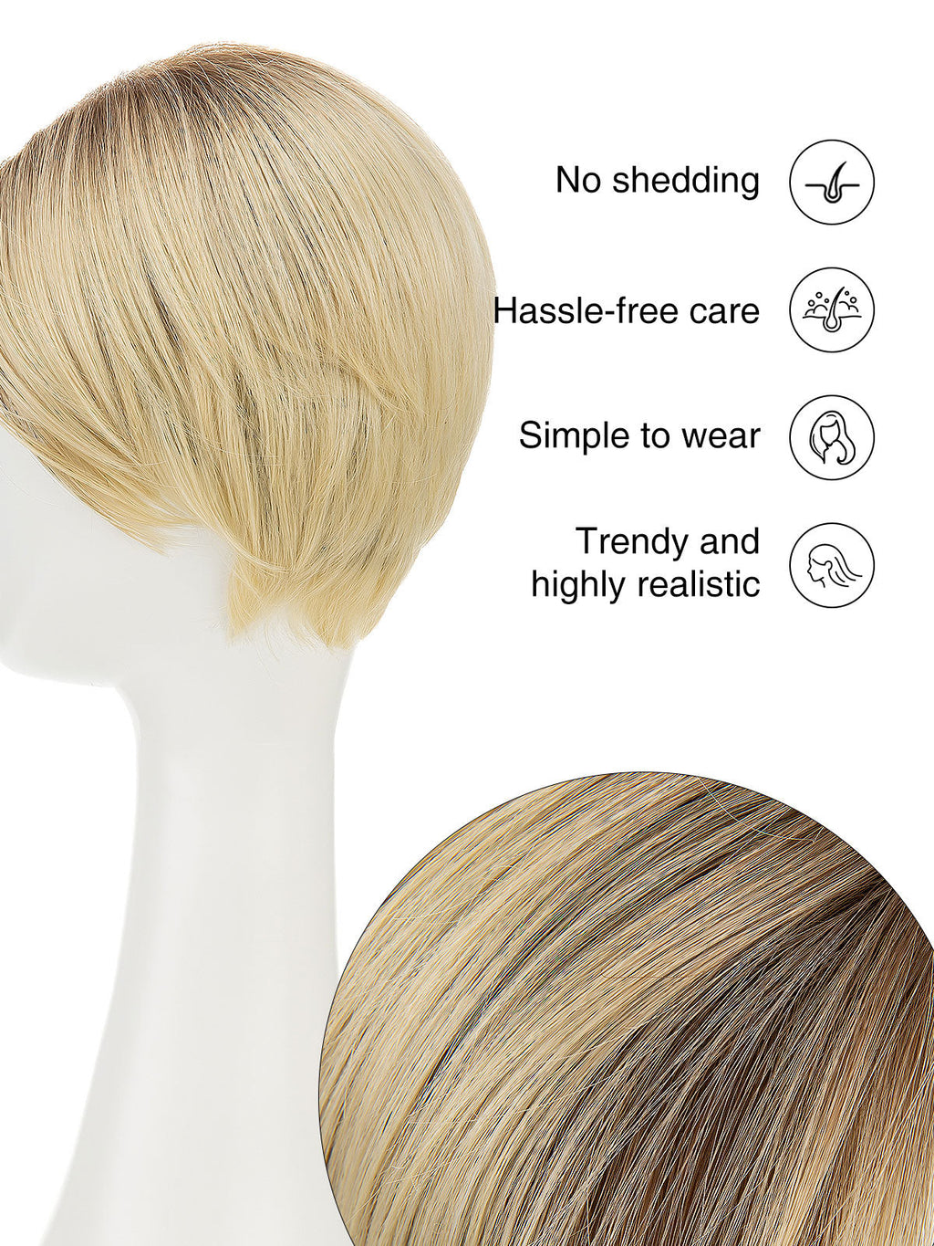 Sophie in Vanilla Smoke Rooted | Mono Part Short Straight Wig | Beige Blonde