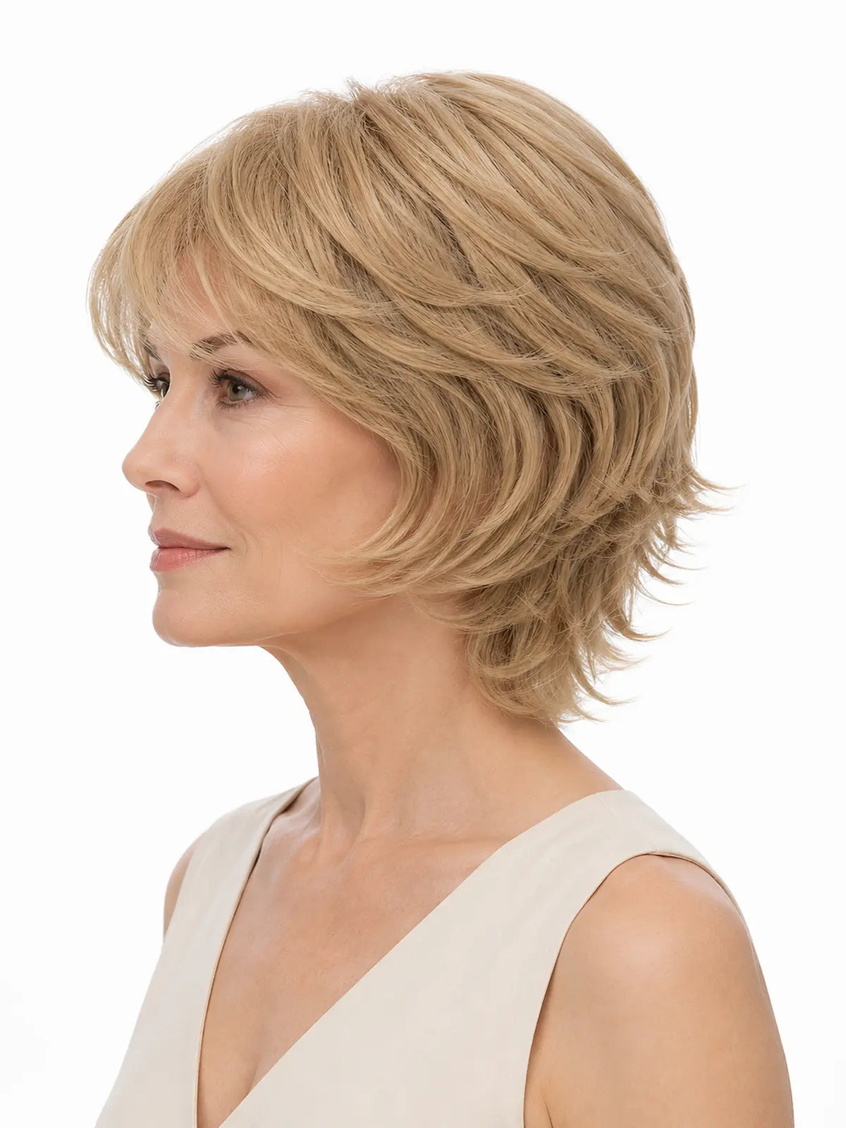 Irene in Golden Wheat | Wefted Synthetic Short Straight Wig | Blonde Wig