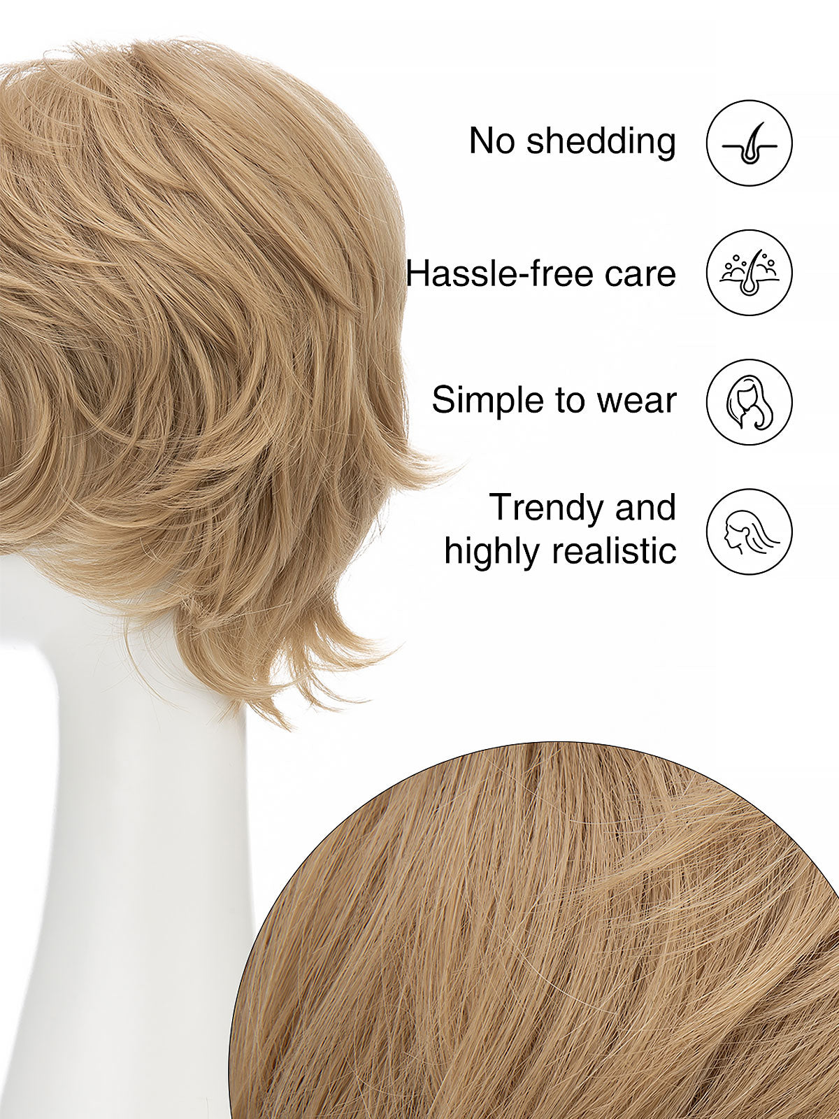 Irene in Golden Wheat | Wefted Synthetic Short Straight Wig | Blonde Wig