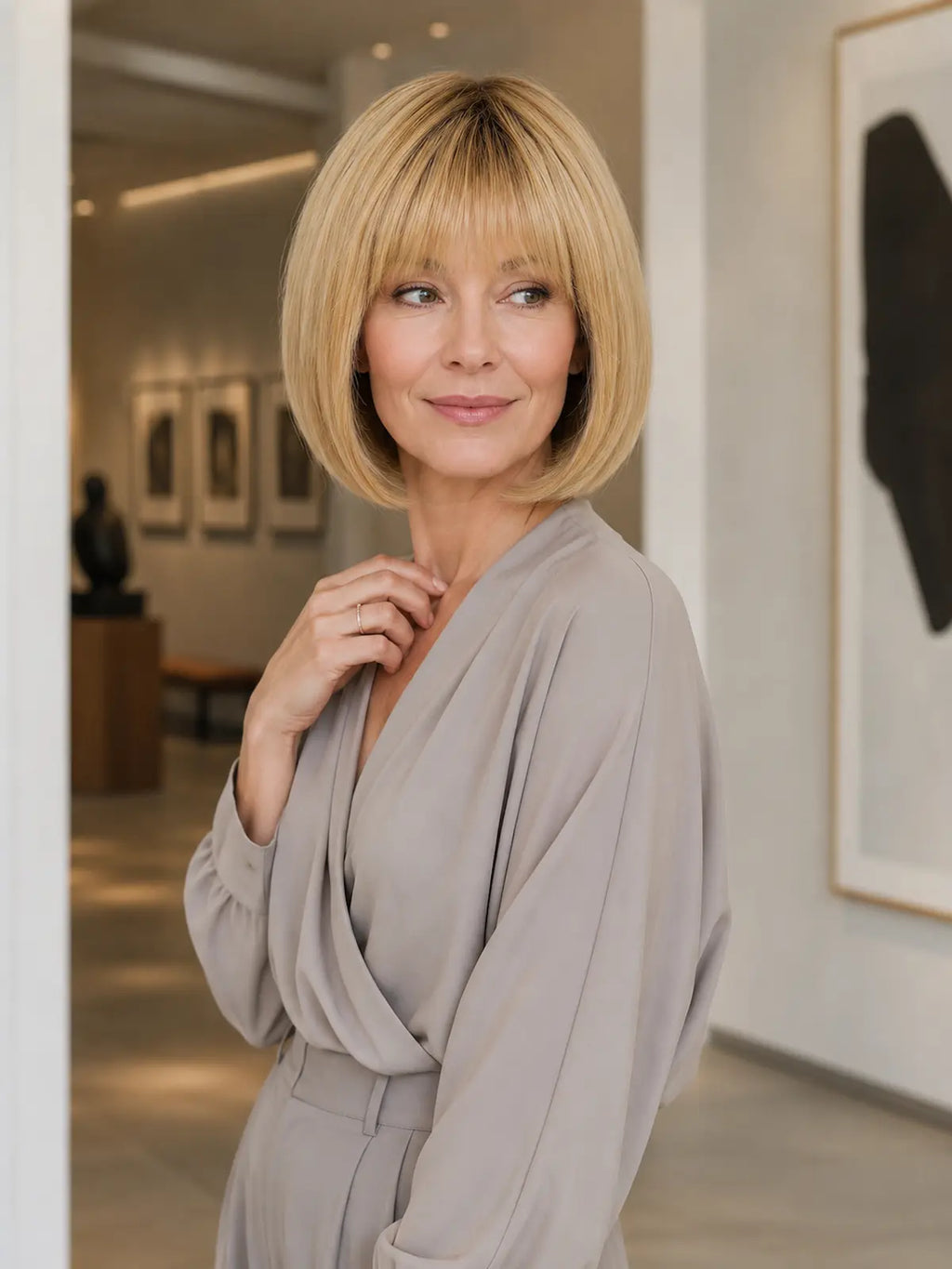 Celeste in Golden Breeze | Straight Bob Synthetic Wig | Blonde Basic Cap Wig