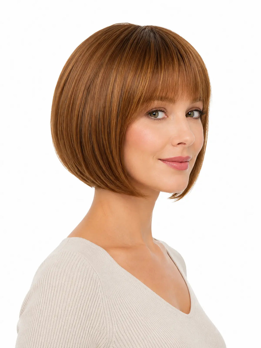 Celeste in Copper Dust | Brown Bob Synthetic Wig | Basic Cap Straight Wig