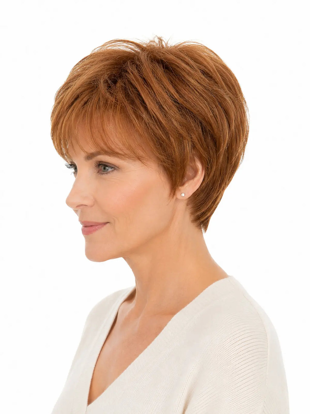 Marion in Amber Maple | Short Straight Synthetic Wig | Auburn Pixie