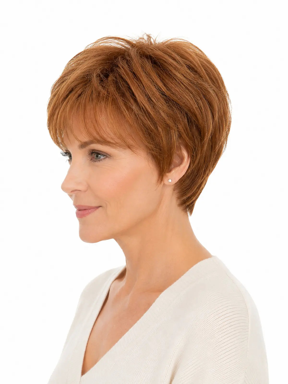 Marion in Amber Maple | Short Straight Synthetic Wig | Auburn Pixie