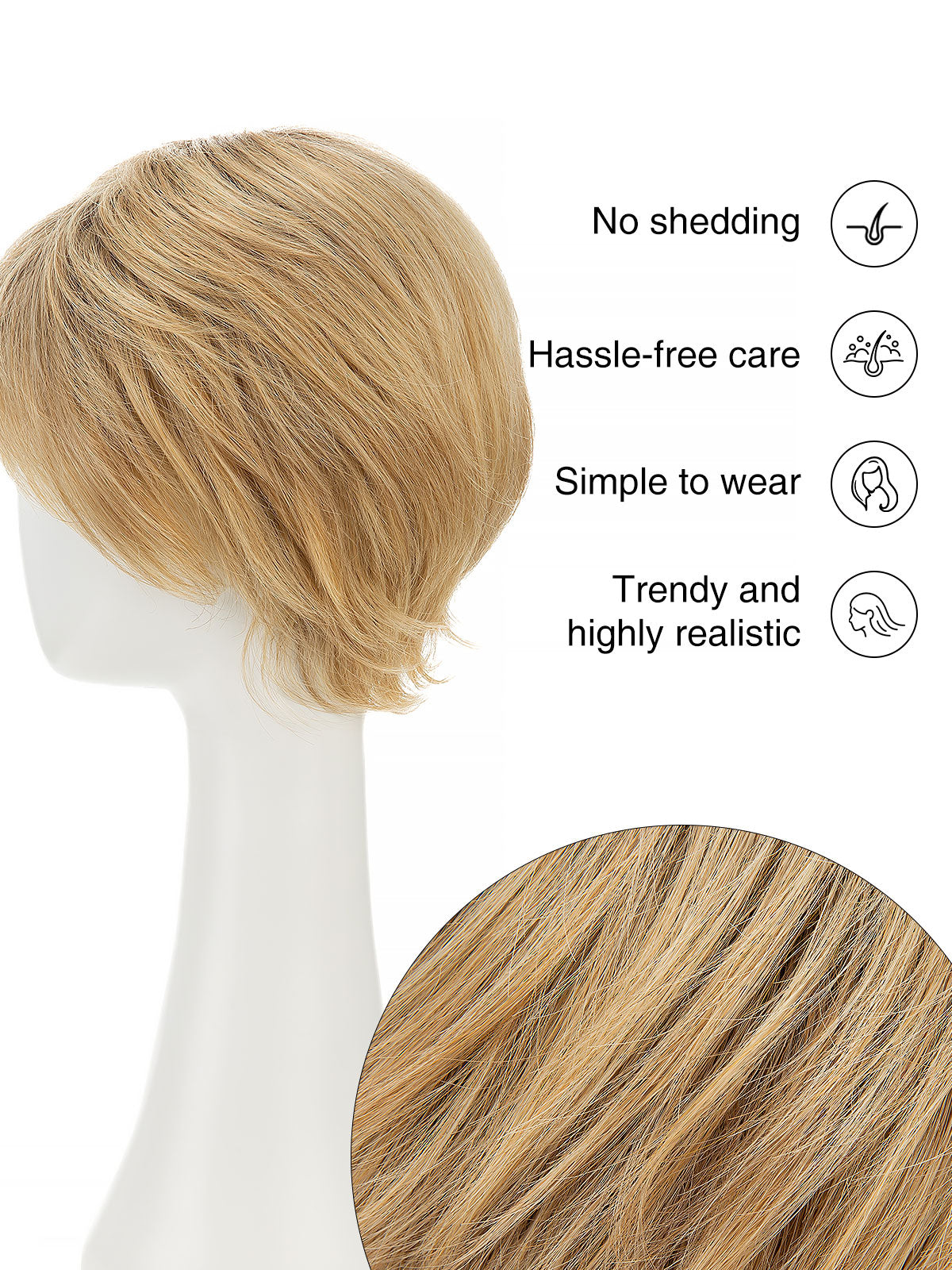 Isabelle in Honey Creme Rooted | Short Straight Synthetic Wig | Golden Blonde Wefted Wig