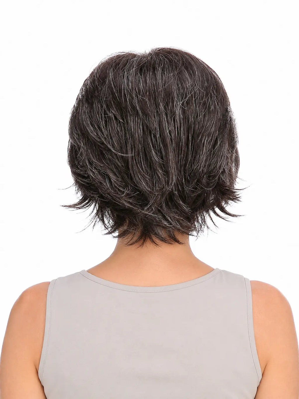 Isabelle in Soft Silver | Short Straight Synthetic Wig | Silver Wefted Wig
