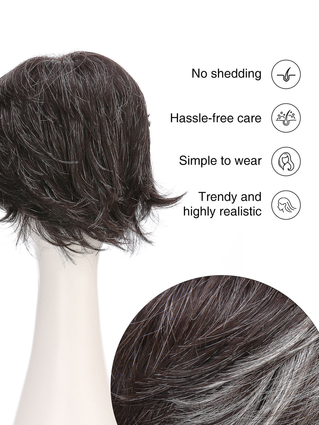 Isabelle in Soft Silver | Short Straight Synthetic Wig | Silver Wefted Wig
