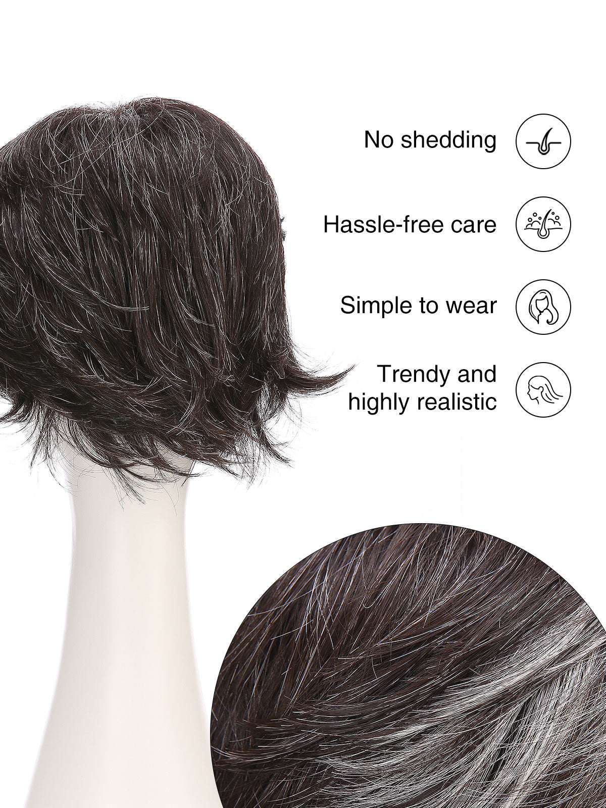 Isabelle in Soft Silver | Short Straight Synthetic Wig | Silver Wefted Wig