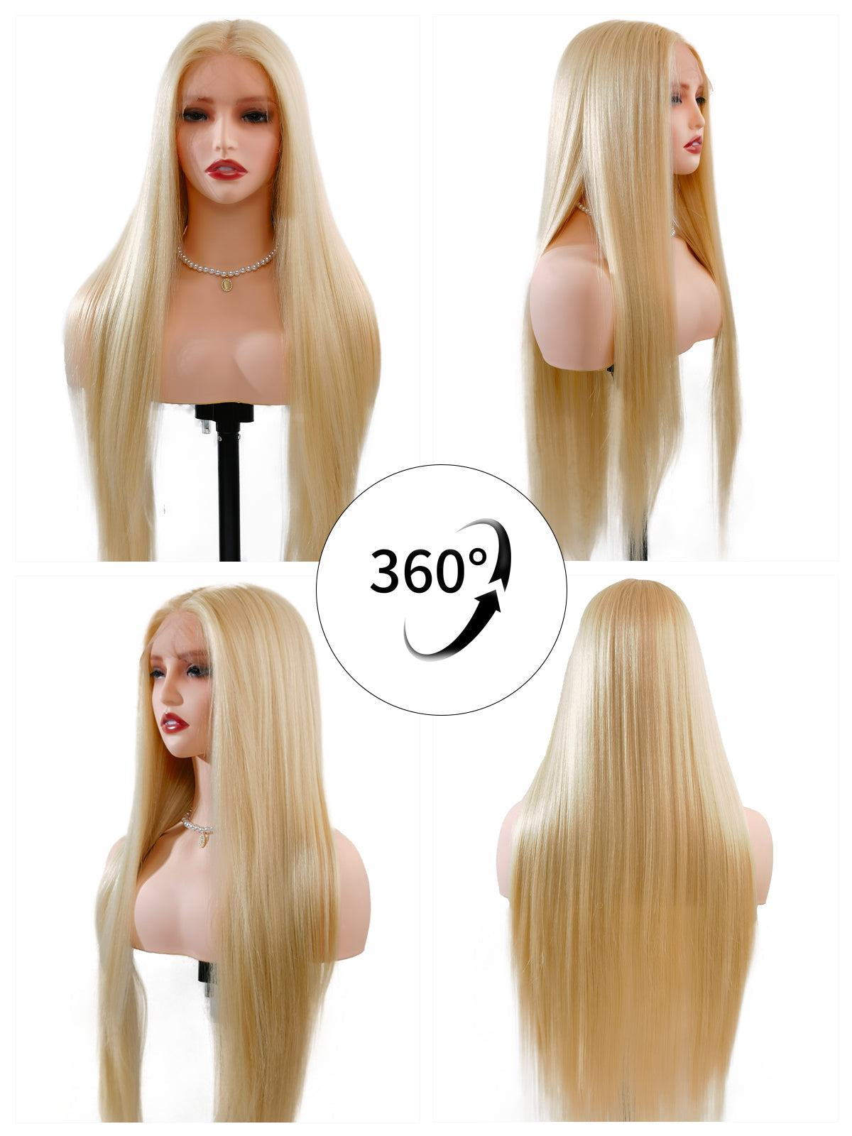 Nova | 32 Inch Platinum Gold Extra-Long Straight Wig | Synthetic Lace Front Wig