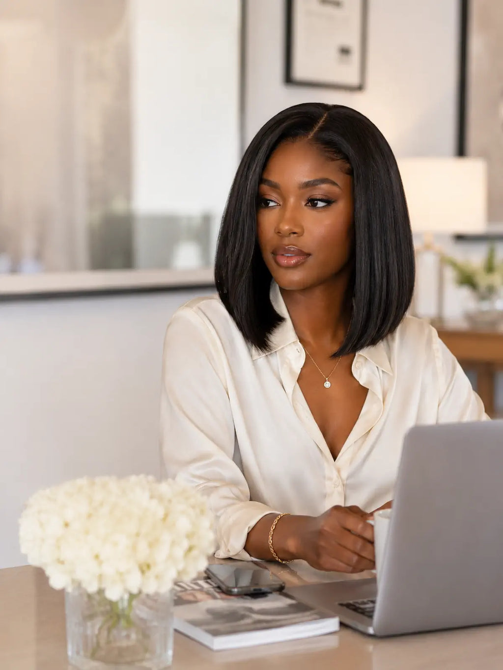 Natural Black Short Bob Wig | 13x4 HD Lace Human Hair Wig | 150 Density Wig