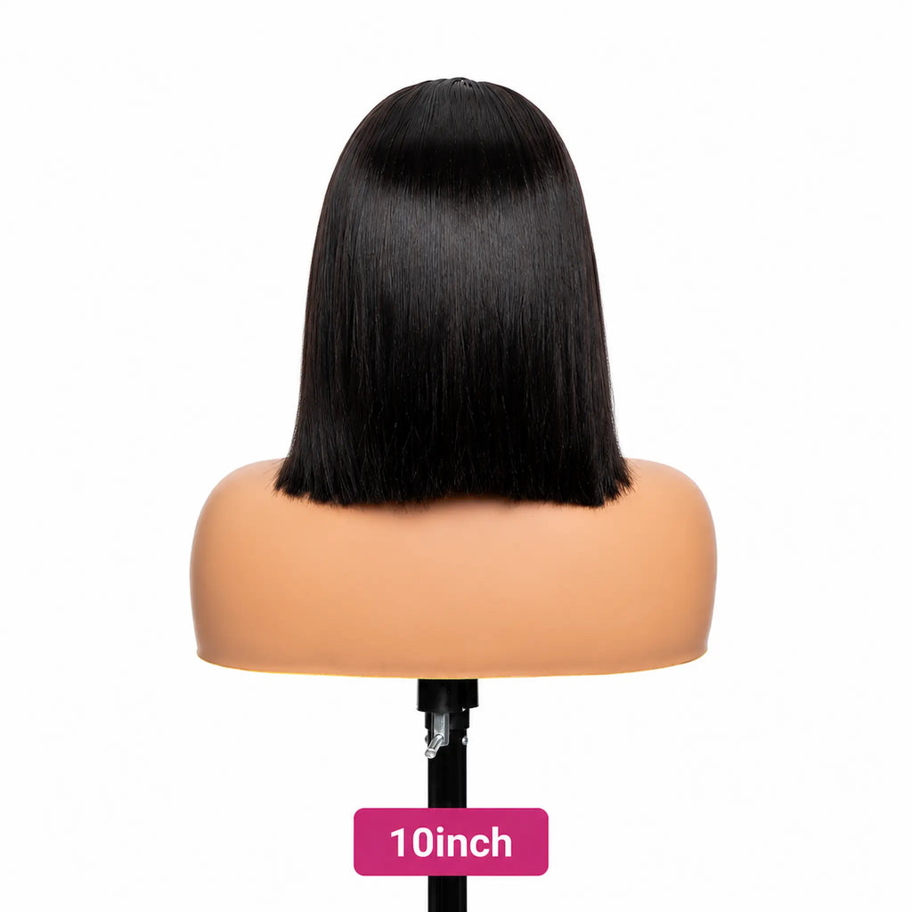 Natural Black Short Bob Wig | 13x4 HD Lace Human Hair Wig | 150 Density Wig